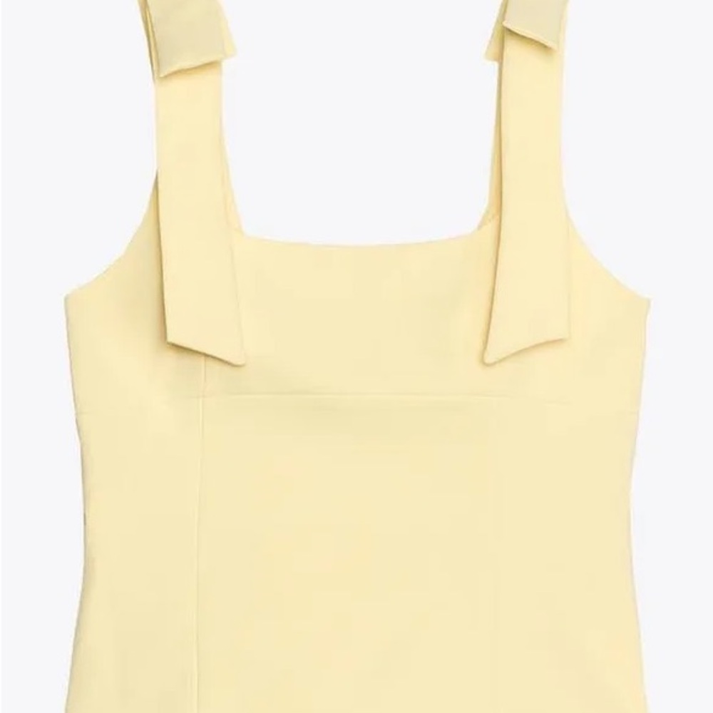 BUTTER YELLOW BOW DETAIL STRETCH TOP